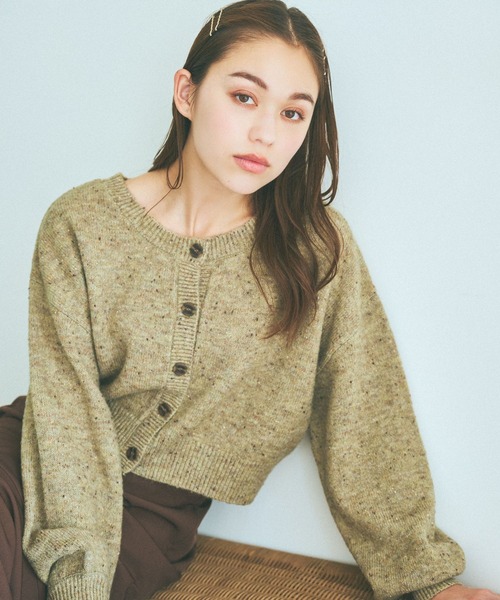 mysty woman（ミスティウーマン）の「【WEB限定】前後2WAYネップクルーネックカーディガン　973628（カーディガン/ボレロ・レディース・ライトブルー/ライトベージュ/モカ/ブラック/ライトグリーン・FREE）」の19枚目の写真