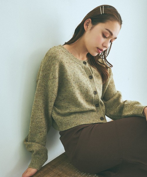 mysty woman（ミスティウーマン）の「【WEB限定】前後2WAYネップクルーネックカーディガン　973628（カーディガン/ボレロ・レディース・ライトブルー/ライトベージュ/モカ/ブラック/ライトグリーン・FREE）」の21枚目の写真