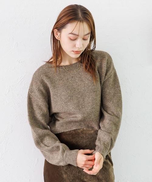 mysty woman（ミスティウーマン）の「【WEB限定】前後2WAYネップクルーネックカーディガン　973628（カーディガン/ボレロ・レディース・ライトブルー/ライトベージュ/モカ/ブラック/ライトグリーン・FREE）」の12枚目の写真