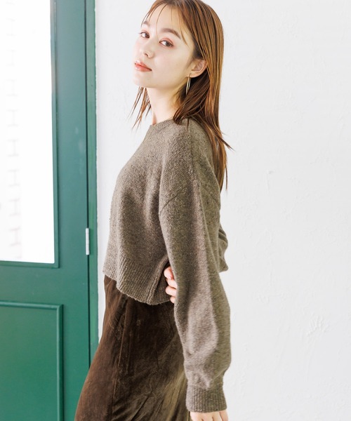 mysty woman（ミスティウーマン）の「【WEB限定】前後2WAYネップクルーネックカーディガン　973628（カーディガン/ボレロ・レディース・ライトブルー/ライトベージュ/モカ/ブラック/ライトグリーン・FREE）」の11枚目の写真