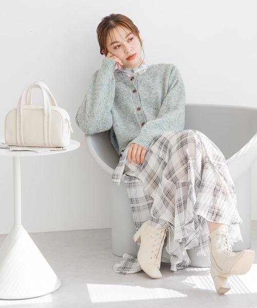 mysty woman（ミスティウーマン）の「【WEB限定】前後2WAYネップクルーネックカーディガン　973628（カーディガン/ボレロ・レディース・ライトブルー/ライトベージュ/モカ/ブラック/ライトグリーン・FREE）」の14枚目の写真