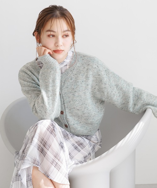 mysty woman（ミスティウーマン）の「【WEB限定】前後2WAYネップクルーネックカーディガン　973628（カーディガン/ボレロ・レディース・ライトブルー/ライトベージュ/モカ/ブラック/ライトグリーン・FREE）」の15枚目の写真