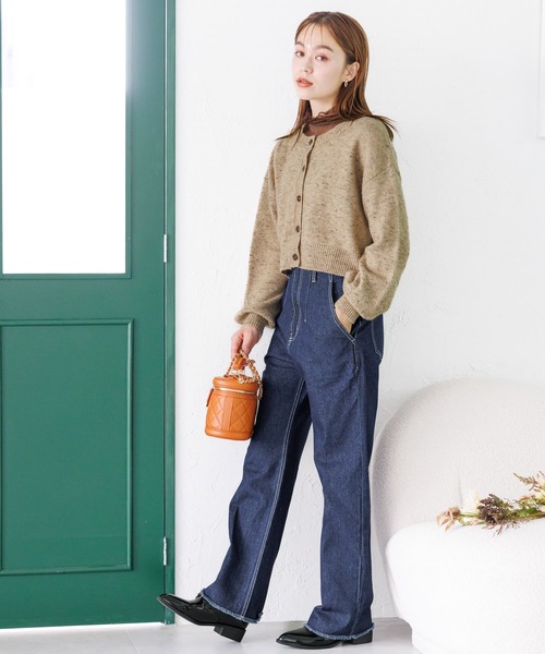 mysty woman（ミスティウーマン）の「【WEB限定】前後2WAYネップクルーネックカーディガン　973628（カーディガン/ボレロ・レディース・ライトブルー/ライトベージュ/モカ/ブラック/ライトグリーン・FREE）」の16枚目の写真