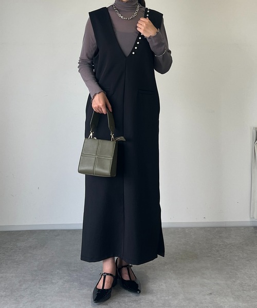 un dix cors（アンディコール）の「前後2WAYVネックパールジャンスカ（ジャンパースカート・レディース・ブラック/ブラウン・L/FREE）」の17枚目の写真