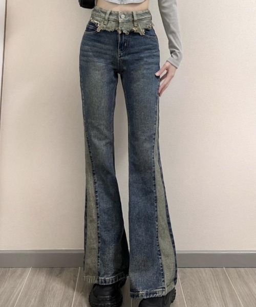 Vipoa（ヴィポア）の「切り替えデザインデニム（デニムパンツ・レディース・ブルー・LARGE/MEDIUM）」の6枚目の写真