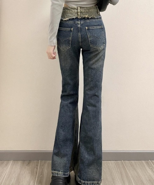 Vipoa（ヴィポア）の「切り替えデザインデニム（デニムパンツ・レディース・ブルー・LARGE/MEDIUM）」の8枚目の写真