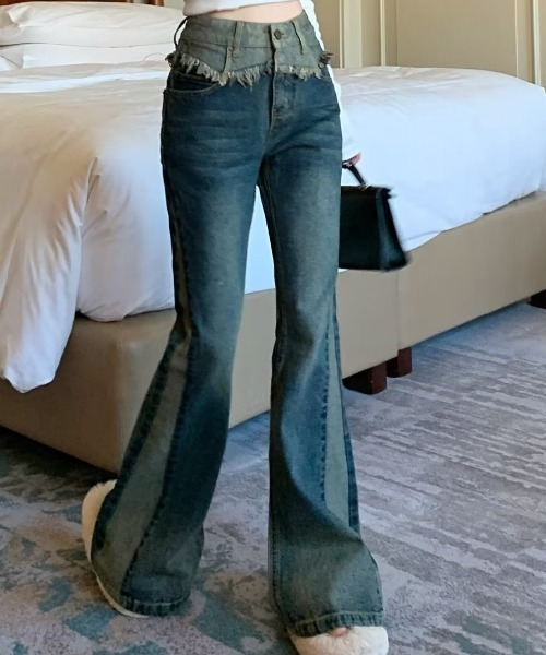 Vipoa（ヴィポア）の「切り替えデザインデニム（デニムパンツ・レディース・ブルー・LARGE/MEDIUM）」の5枚目の写真