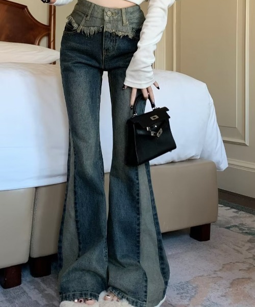 Vipoa（ヴィポア）の「切り替えデザインデニム（デニムパンツ・レディース・ブルー・LARGE/MEDIUM）」の4枚目の写真