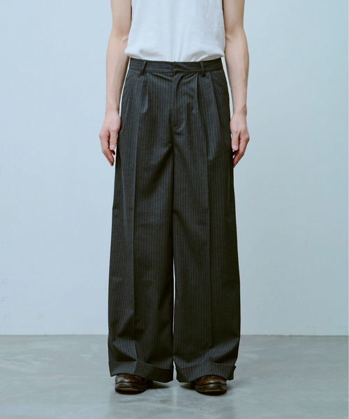 【在庫僅少】 baggy wide 2tuck slacks 2タックワイドバギーフレア / パンツ