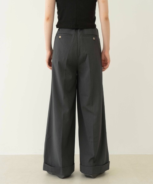 Camphor wood ２tuck wide baggy slacks 2tuck wide baggy slacks / 2タックワイドバギーフレア