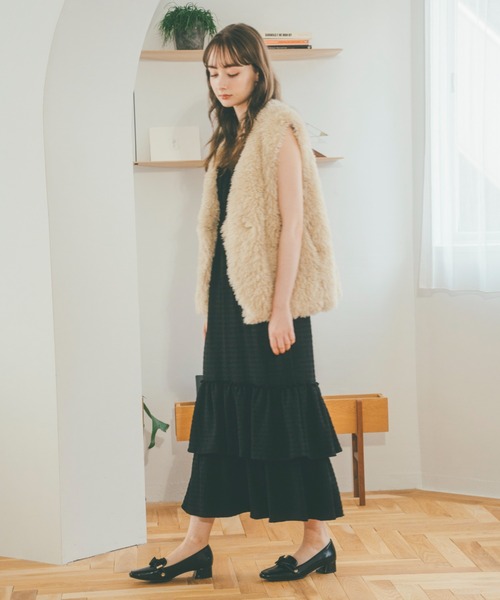 pomiii（ポミー）の「ファーベスト（ベスト・レディース・ブラウン/アイボリー・FREE）」の5枚目の写真