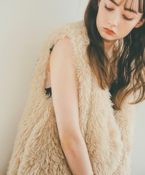 pomiii（ポミー）の「ファーベスト（ベスト・レディース・ブラウン/アイボリー・FREE）」の11枚目の写真