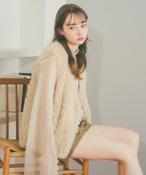 pomiii（ポミー）の「ファーベスト（ベスト・レディース・ブラウン/アイボリー・FREE）」の18枚目の写真