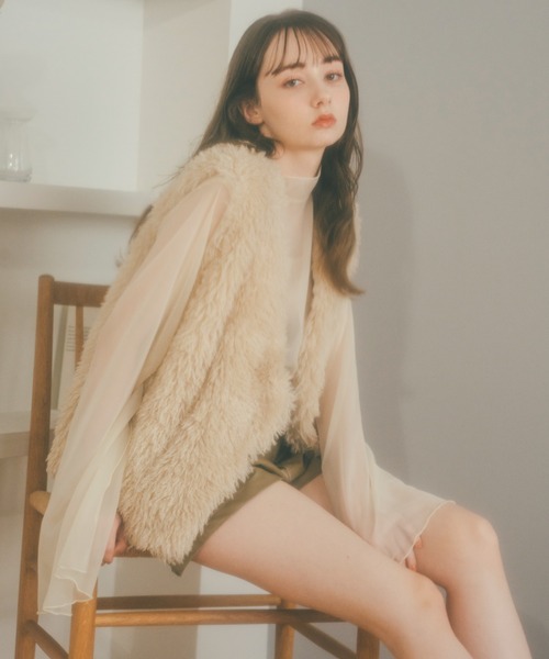 pomiii（ポミー）の「ファーベスト（ベスト・レディース・ブラウン/アイボリー・FREE）」の17枚目の写真