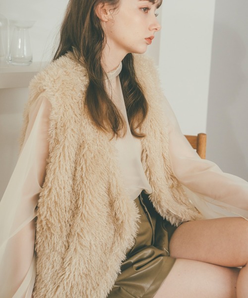 pomiii（ポミー）の「ファーベスト（ベスト・レディース・ブラウン/アイボリー・FREE）」の20枚目の写真