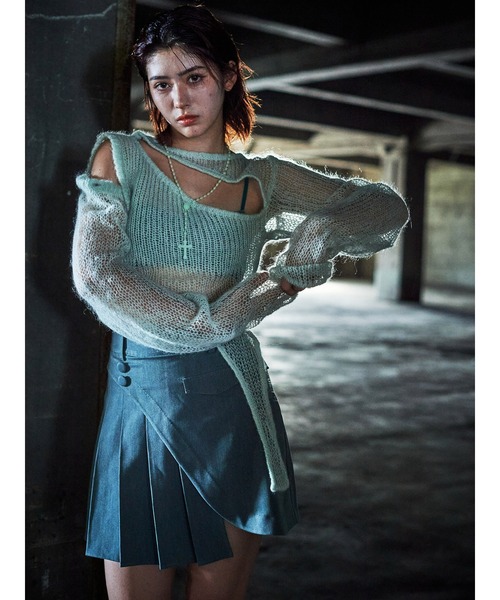 DURAS（デュラス）の「アシンメトリープリーツミニスカート（スカート・レディース・グレー/ブルー/グリーン・M/S）」の15枚目の写真