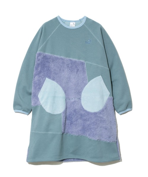 go slow caravan（ゴースローキャラバン）の「シャギー ボアランダム切替ワンピース W（ワンピース・レディース・オリーブ/ライトブルー・FREE）」の2枚目の写真