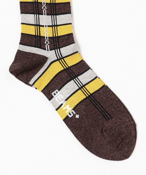 BEAMS PLUS（ビームスプラス）の「BEAMS PLUS / ジャカード ストライプ ソックス（ソックス/靴下・メンズ・グレー/ダークブラウン/ブラック系その他4/ベージュ・ONE SIZE）」の8枚目の写真