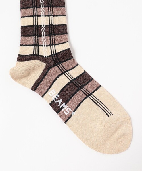 BEAMS PLUS（ビームスプラス）の「BEAMS PLUS / ジャカード ストライプ ソックス（ソックス/靴下・メンズ・グレー/ダークブラウン/ブラック系その他4/ベージュ・ONE SIZE）」の12枚目の写真