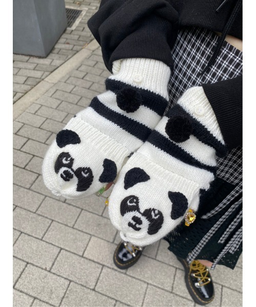Candy Stripper（キャンディストリッパー）の「PEPE KNIT グローブ（手袋・レディース・ホワイト×ブラック・FREE）」の3枚目の写真