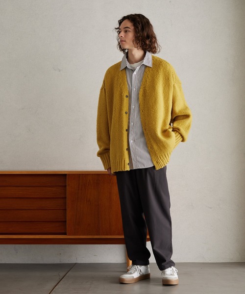 coca（coca）（コカ）の「メンズ モヘヤ風カラーニットカーデ（カーディガン/ボレロ・メンズ・マスタード/グリーン/ブラック・M/L）」の9枚目の写真