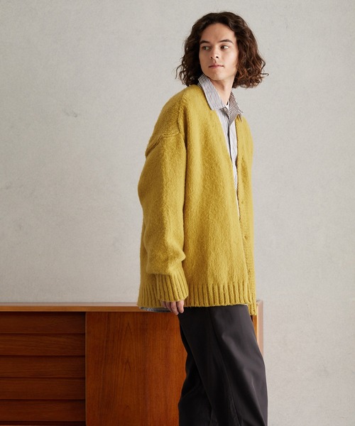 coca（coca）（コカ）の「メンズ モヘヤ風カラーニットカーデ（カーディガン/ボレロ・メンズ・マスタード/グリーン/ブラック・M/L）」の10枚目の写真