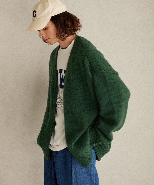 coca（coca）（コカ）の「メンズ モヘヤ風カラーニットカーデ（カーディガン/ボレロ・メンズ・マスタード/グリーン/ブラック・M/L）」の6枚目の写真
