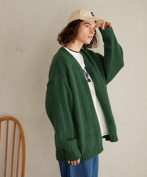 coca（coca）（コカ）の「メンズ モヘヤ風カラーニットカーデ（カーディガン/ボレロ・メンズ・マスタード/グリーン/ブラック・M/L）」の8枚目の写真