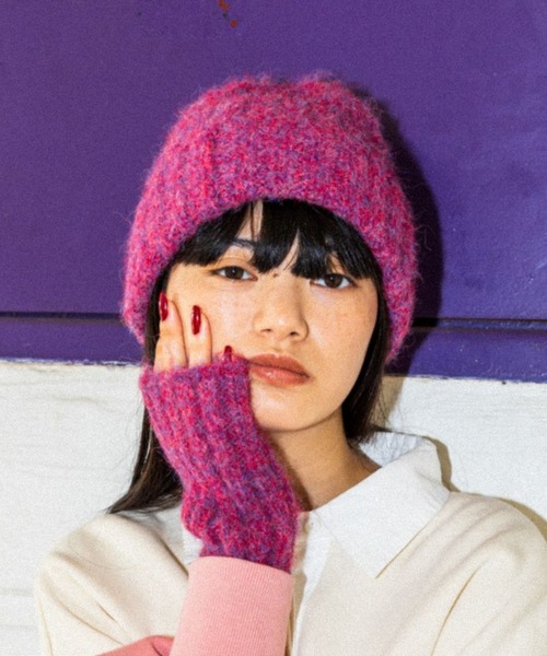 niko and...（ニコアンド）の「オリジナルシャギーニットワッチ（ニットキャップ/ビーニー・レディース・ベージュ/パープル/ブルー/モカ・FREE）」の4枚目の写真