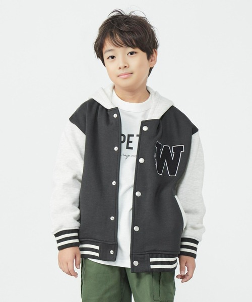 MPS(エムピーエス)の「【MPS】フード付きカットスタジアムジャンパー(ブルゾン・キッズ・ブラック/グリーン・160/140/150/130)」の5枚目の写真