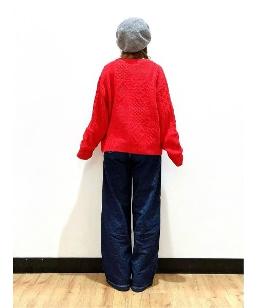 BACK NUMBER(バックナンバー)の「【BACK NUMBER】フィッシャーマンニットカーディガン(カーディガン/ボレロ・レディース・キナリ/レッド・L/M)」の15枚目の写真