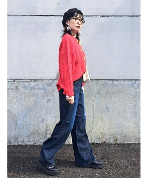 BACK NUMBER(バックナンバー)の「【BACK NUMBER】フィッシャーマンニットカーディガン(カーディガン/ボレロ・レディース・キナリ/レッド・L/M)」の10枚目の写真