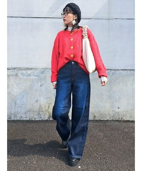 BACK NUMBER(バックナンバー)の「【BACK NUMBER】フィッシャーマンニットカーディガン(カーディガン/ボレロ・レディース・キナリ/レッド・L/M)」の9枚目の写真