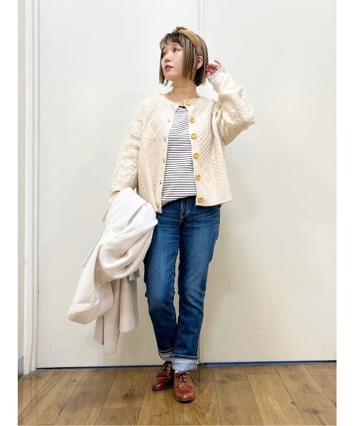 BACK NUMBER(バックナンバー)の「【BACK NUMBER】フィッシャーマンニットカーディガン(カーディガン/ボレロ・レディース・キナリ/レッド・L/M)」の4枚目の写真