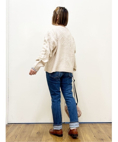 BACK NUMBER(バックナンバー)の「【BACK NUMBER】フィッシャーマンニットカーディガン(カーディガン/ボレロ・レディース・キナリ/レッド・L/M)」の5枚目の写真