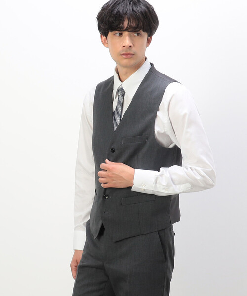 COMME CA ISM(コムサイズム)の「【セットアップ対応】ポリエステル ウール ギャバ ベスト(スーツベスト・メンズ・グレー/ネイビー/ブラック・SMALL/MEDIUM/LARGE/X-LARGE)」の22枚目の写真