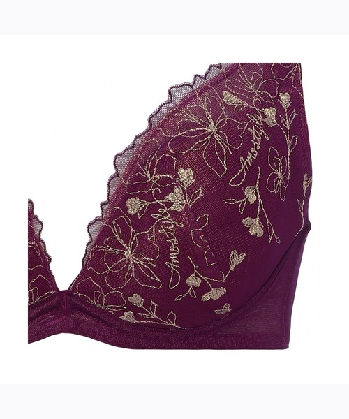 AMOSTYLE BY Triumph(アモスタイルバイトリンプ)の「【背中すっきり!後ろ姿も気を抜かないブラ&ショーツセット】チャーミングラマースリムラインDeepV ブラ&ショーツセット ラインアートステッチ【B,C,Dカップ】AMST1410 WHU2 + Hikini JX(ブラ&ショーツ・レディース・パープル・B65/B75/C65/D80/D70/C80/D75/B70/C75/D65/C70)」の2枚目の写真