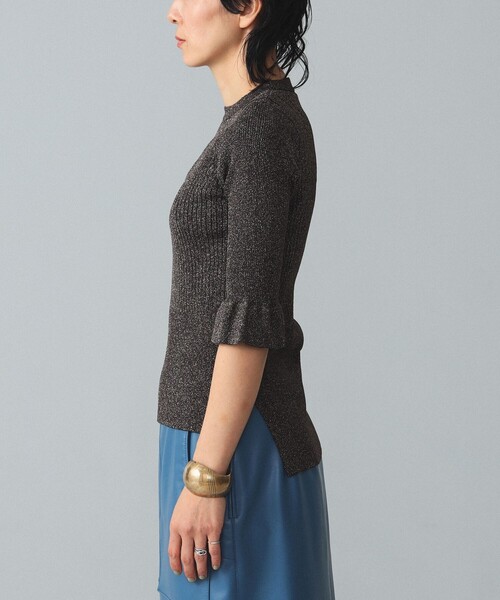 BEAMS BOY（ビームスボーイ）の「maturely / Rame Frill Rib 5Sleeves（ニット/セーター・レディース・ベージュ/サックスブルー/ブラック・ONE SIZE）」の10枚目の写真