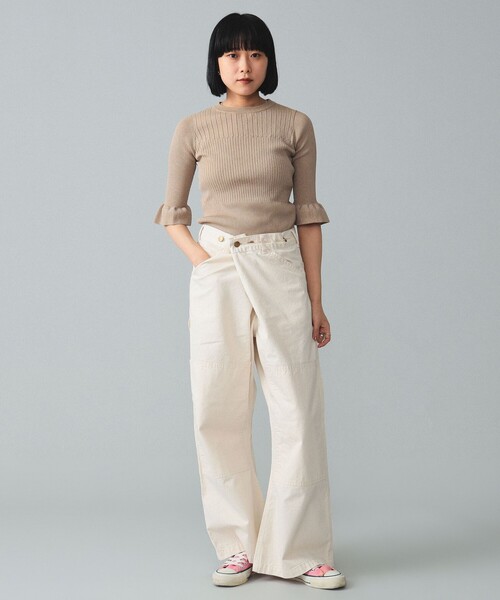 BEAMS BOY（ビームスボーイ）の「maturely / Rame Frill Rib 5Sleeves（ニット/セーター・レディース・ベージュ/サックスブルー/ブラック・ONE SIZE）」の16枚目の写真