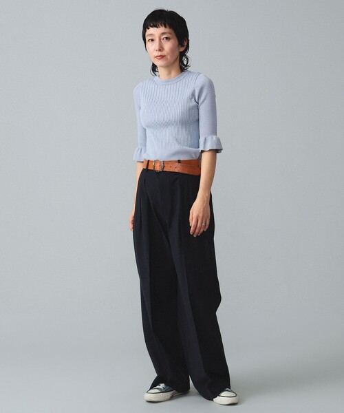 BEAMS BOY（ビームスボーイ）の「maturely / Rame Frill Rib 5Sleeves（ニット/セーター・レディース・ベージュ/サックスブルー/ブラック・ONE SIZE）」の18枚目の写真