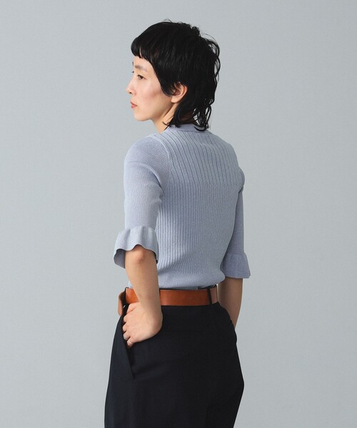 BEAMS BOY（ビームスボーイ）の「maturely / Rame Frill Rib 5Sleeves（ニット/セーター・レディース・ベージュ/サックスブルー/ブラック・ONE SIZE）」の21枚目の写真