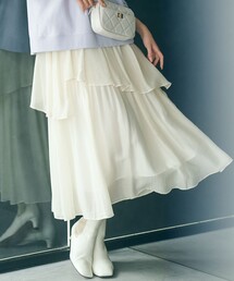 【Oggi4月号掲載/洗える】シアーツイル ティアードスカート