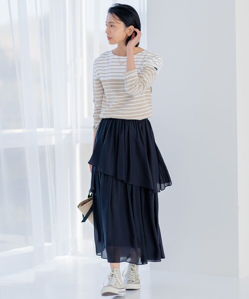 23区(ニジュウサンク)の「【Oggi4月号掲載/洗える】シアーツイル ティアードスカート(スカート・レディース・ブラック系/アイボリー系・30/32/34)」の11枚目の写真
