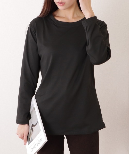 クルーネック プルオーバードレス シフォン ルーズシルエット grove tシャツ トレンドインナーしぼしぼクルーネックプル
