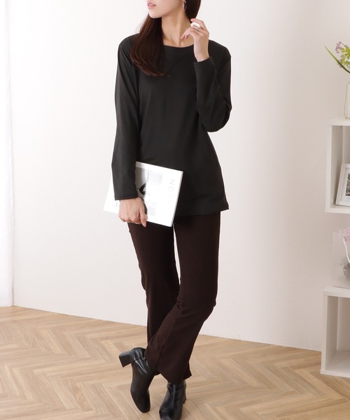 Lace Ladies(レースレディース)の「ビッグ シルエット ベーシック クルーネック 長袖 プルオーバー(Tシャツ/カットソー・レディース・ブラック/ホワイト・M/XL)」の3枚目の写真