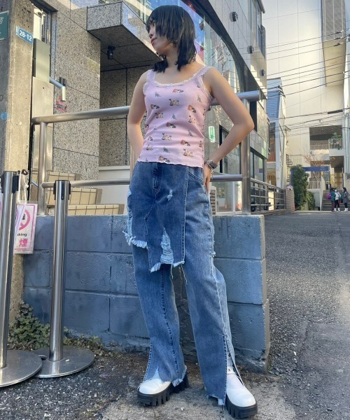 Candy Stripper(キャンディストリッパー)の「BABY KITTENS WAFFLE キャミソール(キャミソール・レディース・ピンク/アイボリー/ブラック・2)」の10枚目の写真