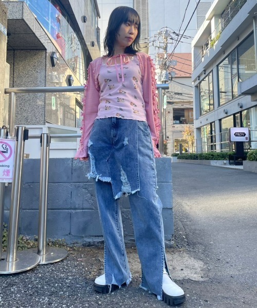 Candy Stripper(キャンディストリッパー)の「BABY KITTENS WAFFLE キャミソール(キャミソール・レディース・ピンク/アイボリー/ブラック・2)」の11枚目の写真