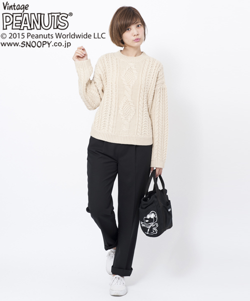 MILKFED.（ミルクフェド）の「SNOOPY TOTE FLYING ACE（スヌーピー/トート）（トートバッグ・レディース・ホワイト/ブラック・ONE SIZE）」の9枚目の写真