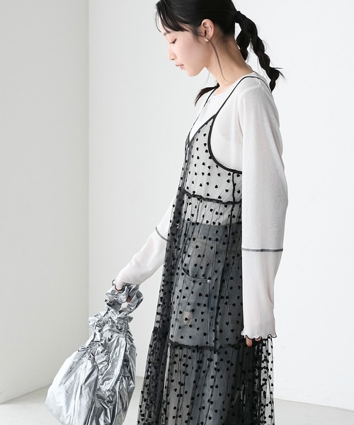 forksy.】フロッキーハートチュールキャミソールワンピース