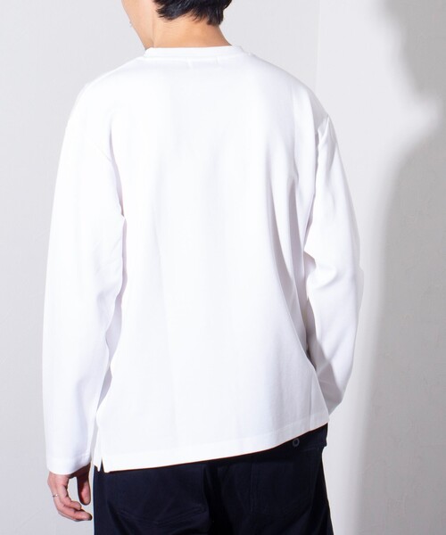 GLOSTER（グロスター）の「【GLOSTER/グロスター】ボックスロゴ刺繍 ポンチ長袖Tシャツ（Tシャツ/カットソー・メンズ・ホワイト/ネイビー/ピンク/ブルーグレー・S/M/L）」の5枚目の写真